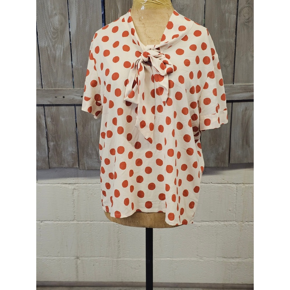 Tucker for Target‎ Women's Polka Dot Blouse with Tie at Neck Size XL Rust Color